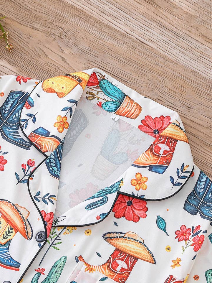 Rosa Clothing - Wholesale Lounge Set - Women's - Cactus & Boots Cowgirl Pajama Set5