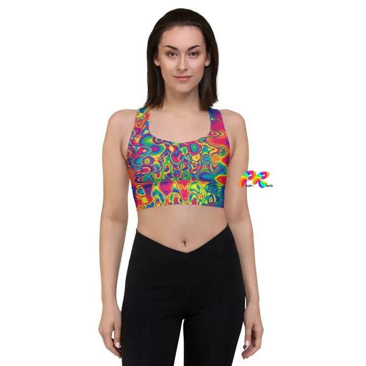 Radiant Hue Rave Longline sportbeha voor wholesale door Prism Raves