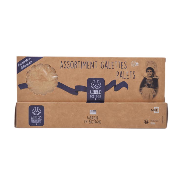 120g cardboard case - Assorted plain shortbread cookies for wholesale by ATELIER D