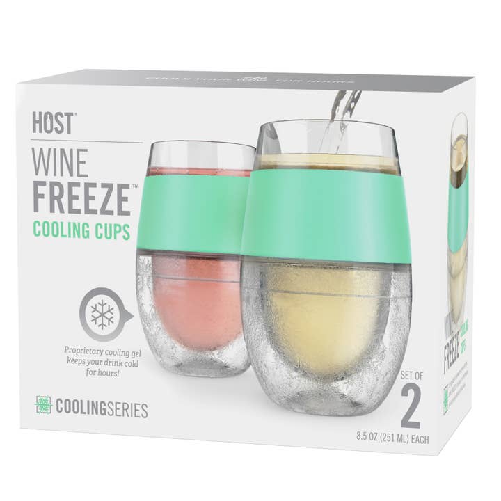 HOST - Vente Verres à vin - Coupes de refroidissement Wine FREEZE™ avec gel réfrigérant en menthe, ensemble de 21