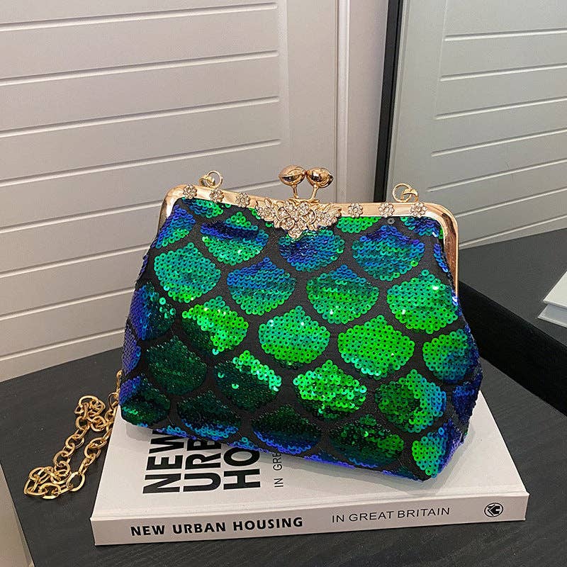 Ole - Wholesale Crossbody bag – Women's - Fish Scales Sequins Shell Shape Crossbody HB25531