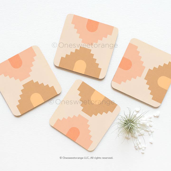 Cork Coaster Set of 4 Mid Century Arch Coasters Coaster Set for wholesale by Onesweetorange