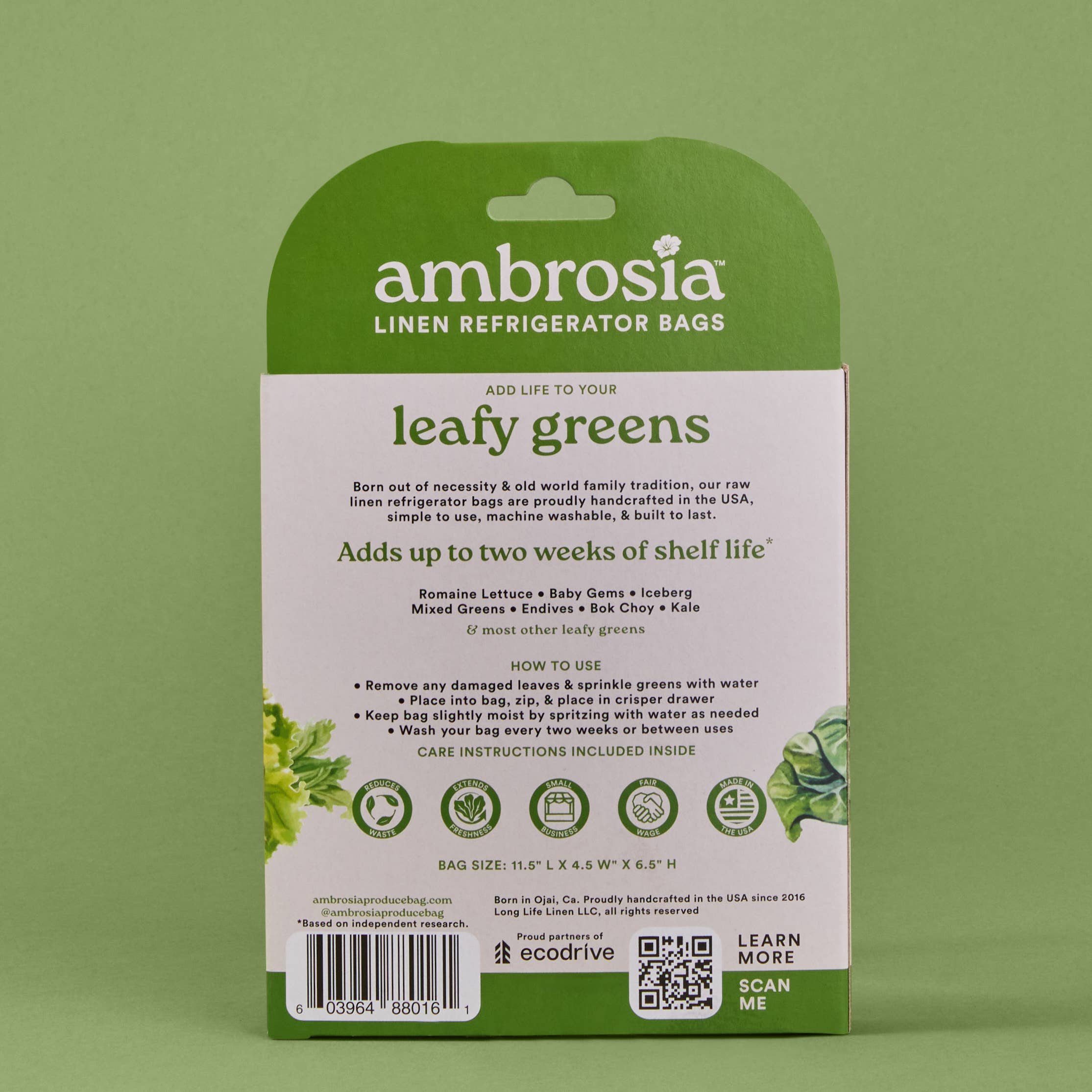 Ambrosia Bag - Wholesale Food Storage Wrap/Bag - Reusable Linen Bag for Leafy Greens | Spring Kitchen11