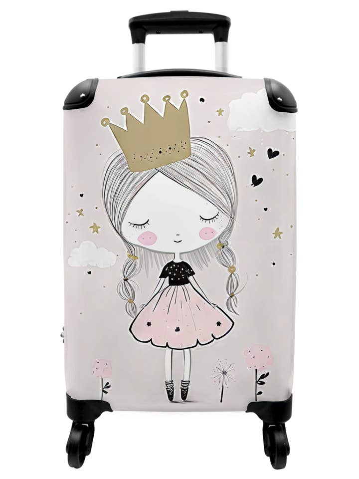 Valise - Princesse - Fleurs - Couronne - Fille - Étoiles pour la vente par MuchoWow