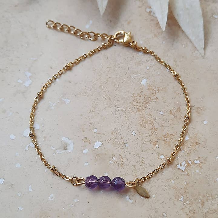 Ni une ni deux – Pulseira com pendente por atacado – Pulseira PONTOS Améthyste1