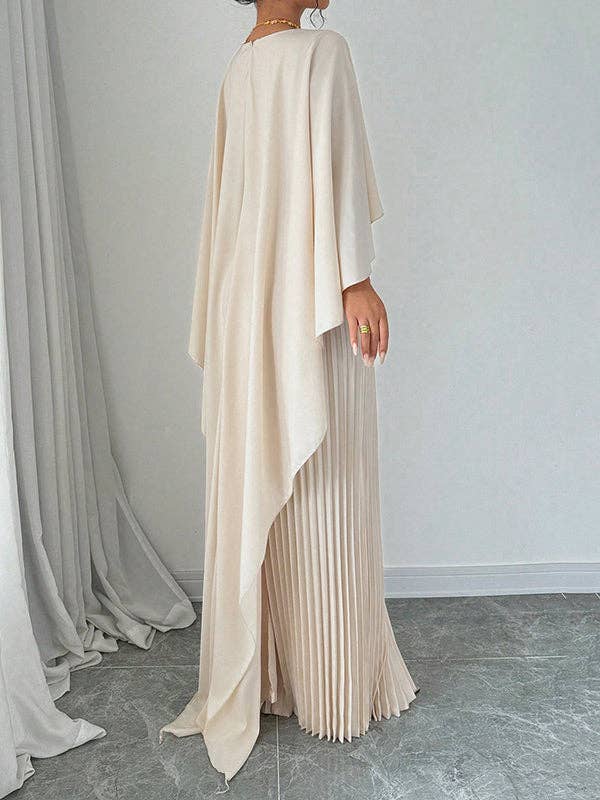 UZ Wholesale Store - Wholesale Dress - Women's - Cape High-Low Pleated Evening Maxi Dress6