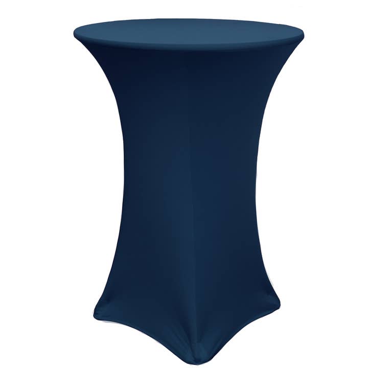 32 inch Highboy Cocktail Spandex Table Cover Navy Blue for wholesale by YOUR CHAIR COVERS