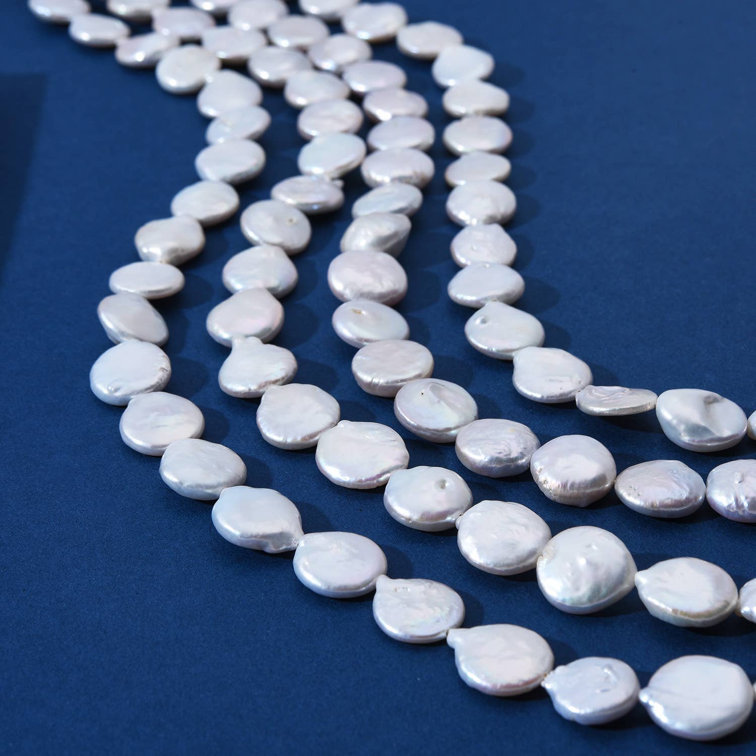 findings4uGem – Engroshandel Perlehalskæde – Naturlige ferskvands hvide flade møntperler, FWP0147