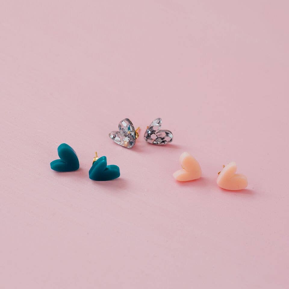 Emeldo - Wholesale Stud/Post Earrings - Heart Studs // Select Colour8
