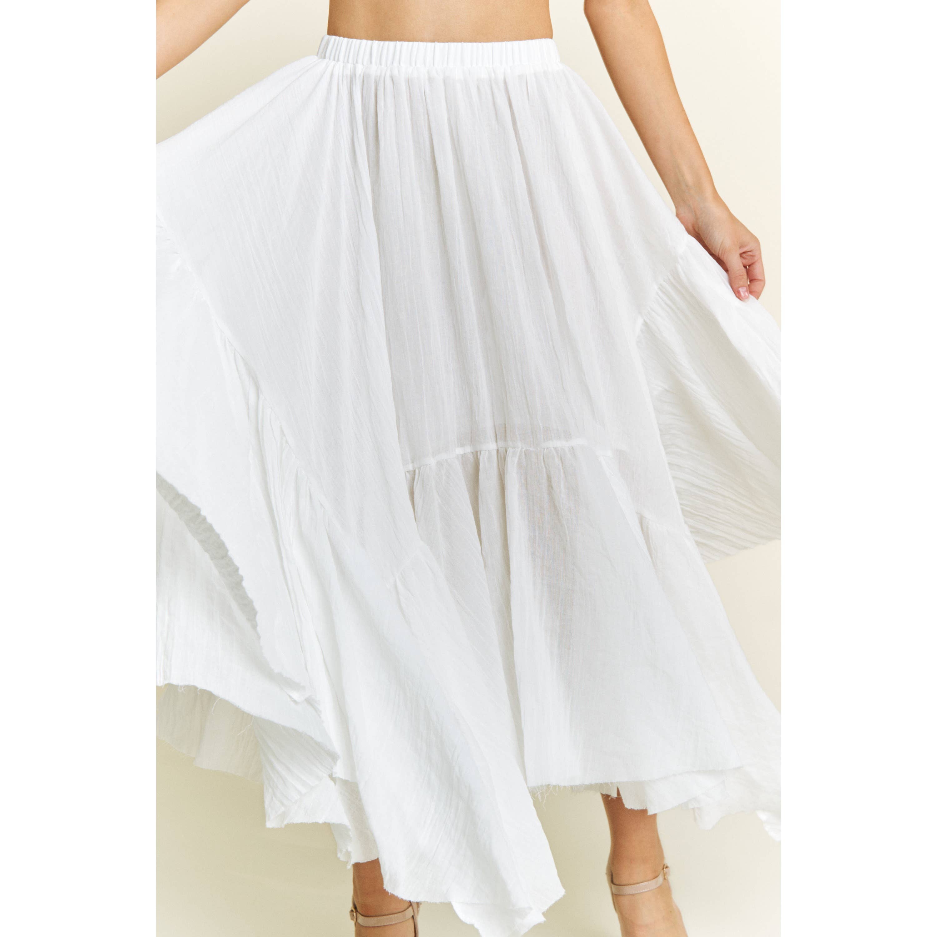 Sweet Generis - Wholesale Skirt - Women's -  Asymmetrical Raw-Edge Ruched Skirt - Charcoal27