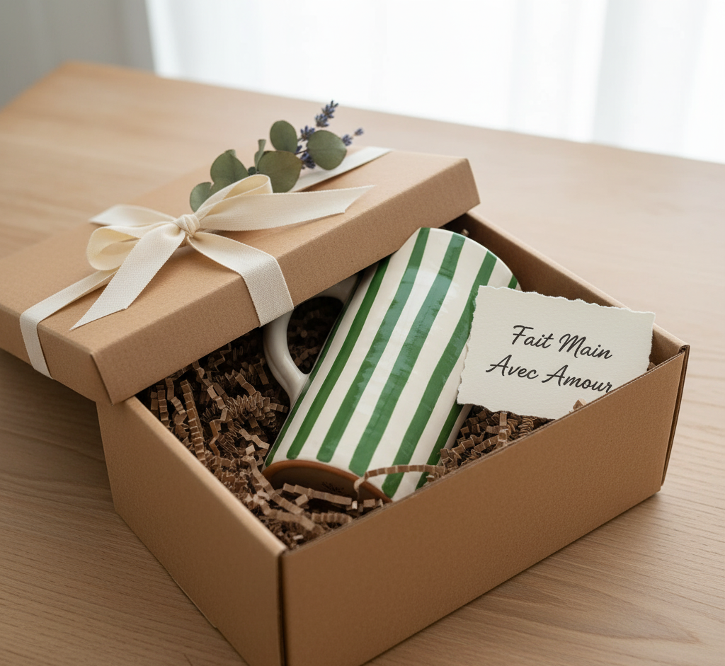 High crafty - Wholesale Carafe - Handmade White Ceramic Carafe with Green Stripes – Gift0