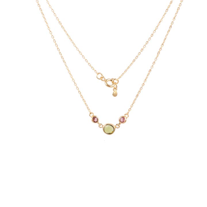 Green Pink Tourmaline Trio Pendant for wholesale by Manjusha Jewels