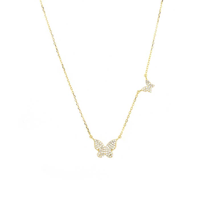 sterling double butterfly necklace for wholesale by Marlyn Schiff