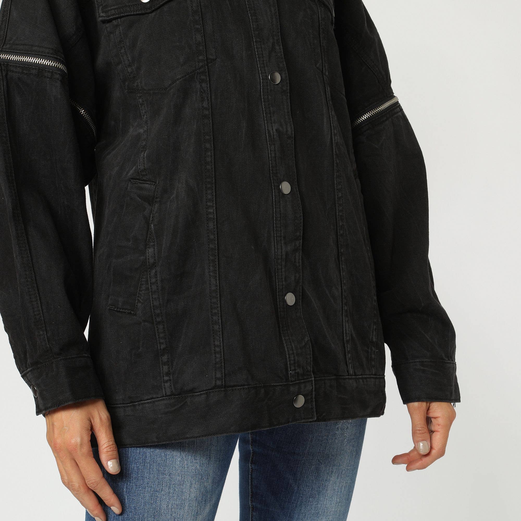 BanBat - Vente Veste en jean – femme - Veste style denim oversize avec manches amovibles2