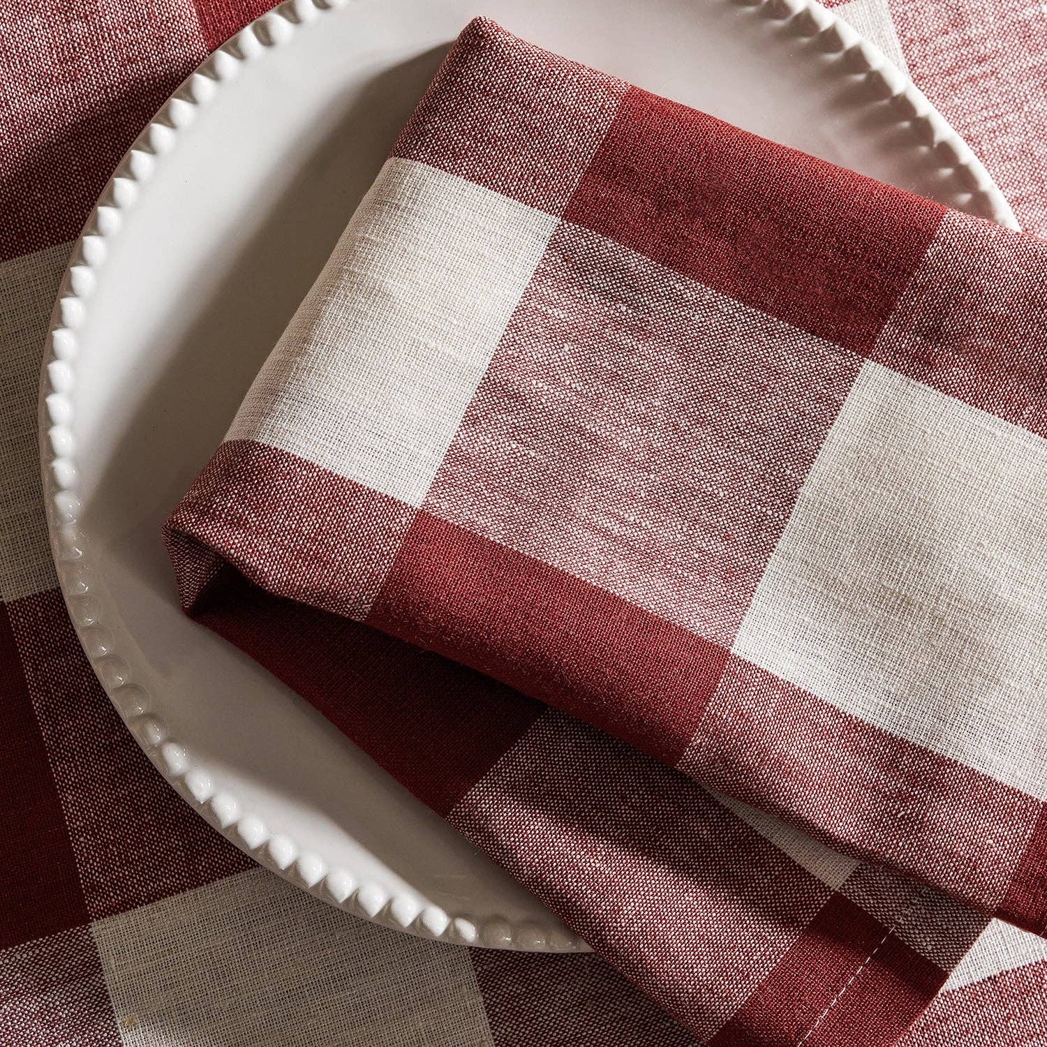 Sophie Allport – wholesale Dinner & cloth napkin – Rustic Red Gingham Linen Napkins (Set of 4)1