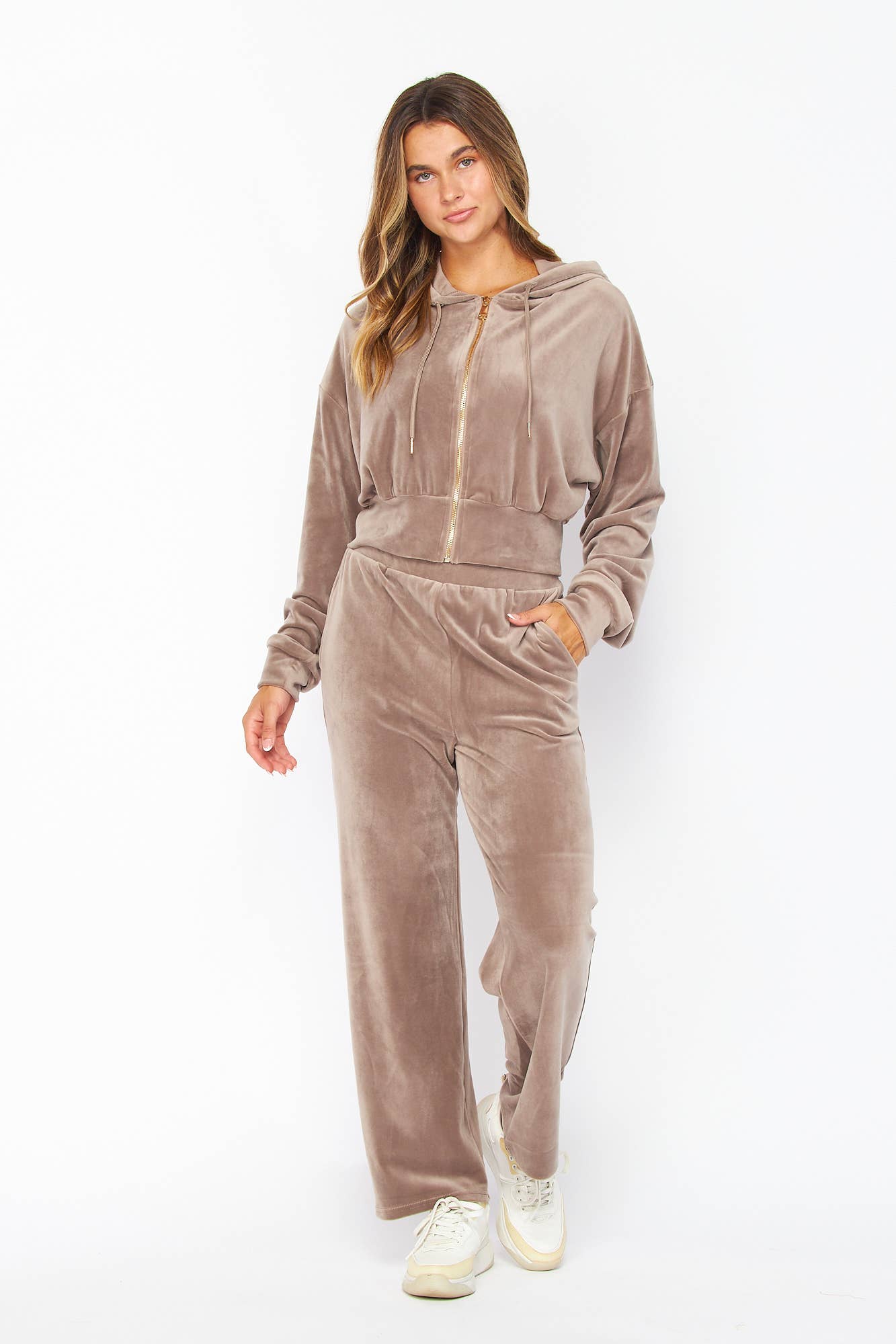 Drip DTLA - Wholesale Top & Pant Set (NOT Loungewear) - Women's - VELOUR HOODED JACKET AND JOGGER SET10