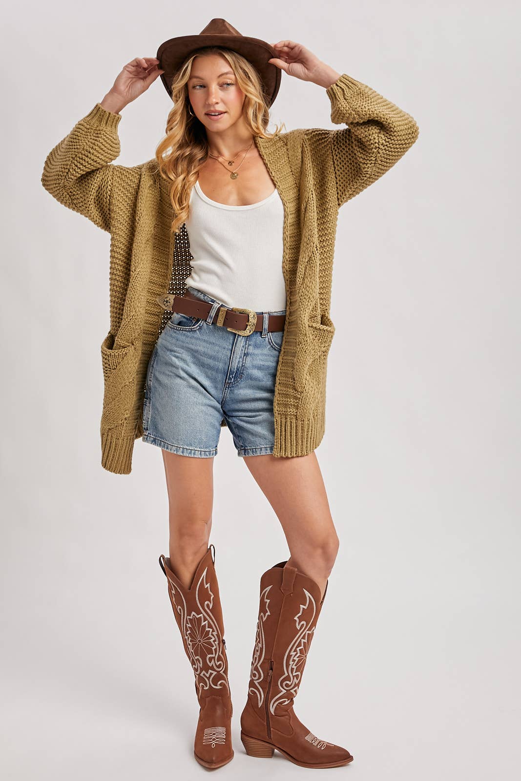 Bluivy - Vente Cardigan – femme - CARDIGAN À MANCHE LANTERNE À CÂBLE18