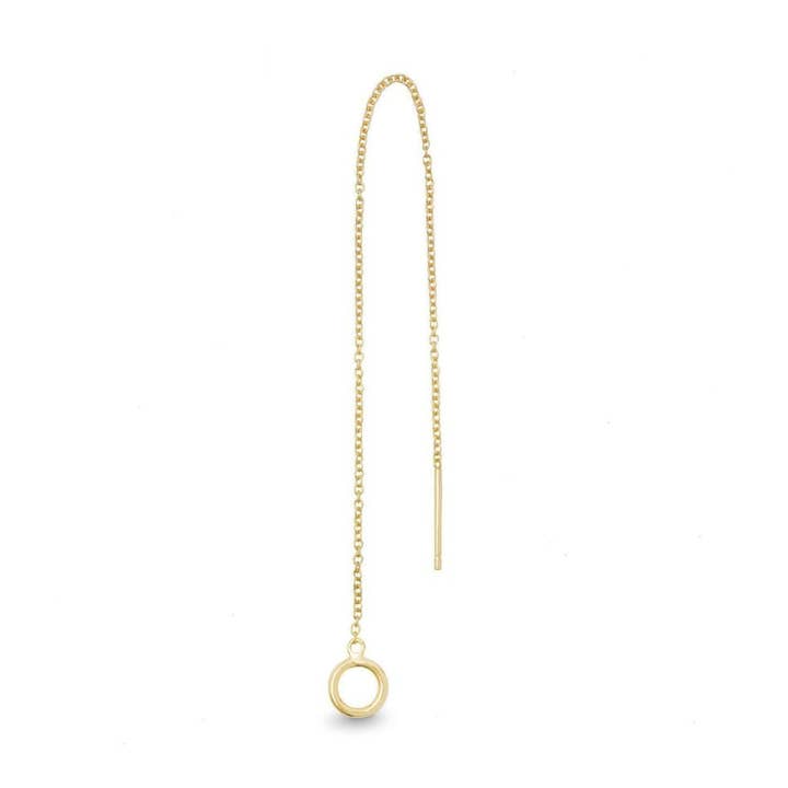 Hilo yellow gold plated single threader earring for wholesale by Helix & Conch