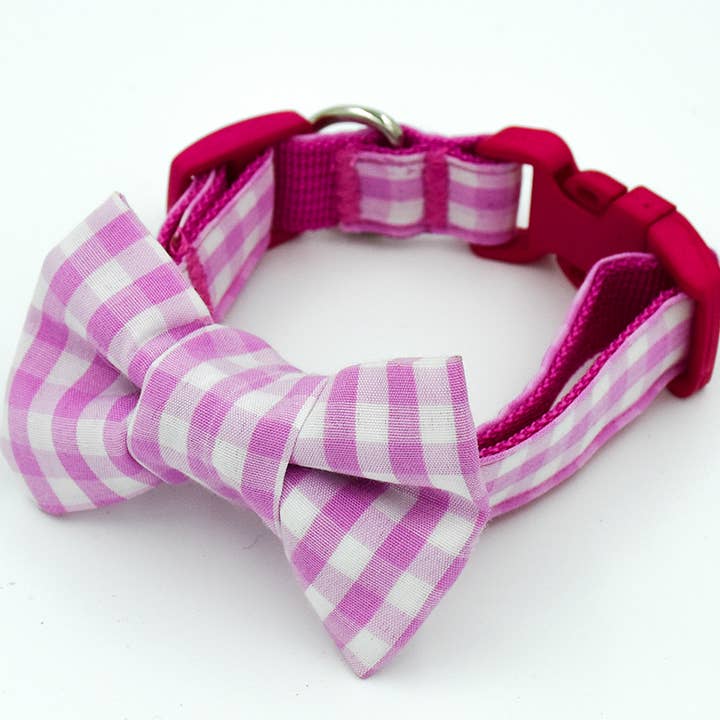 Pink and White Gingham Bow for wholesale by Mr. Soft Top