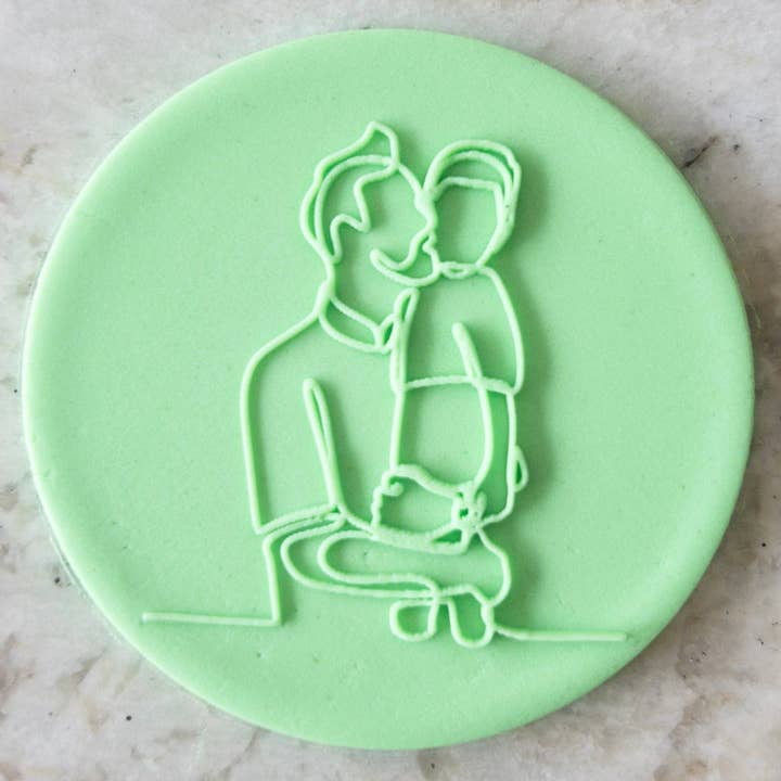 Dad Holding Boy POPup Embosser Cookie Biscuit Stamp Fathers Day for wholesale by Cut Bake Stamp
