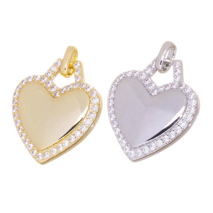 Pendentif cœur en or ou argent CZ pour création de bijoux, CPG2306 pour la vente par Jewel Pledge