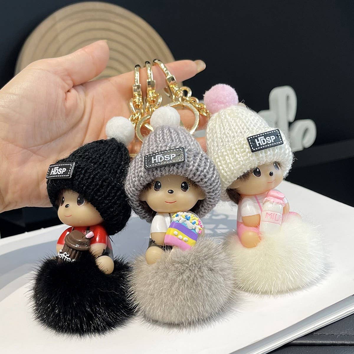 ACCITY - Wholesale Keychain - Unisex - CUTE CARTOON MONCHHICHI CAR KEYCHAIN PENDANT_CWMM250211