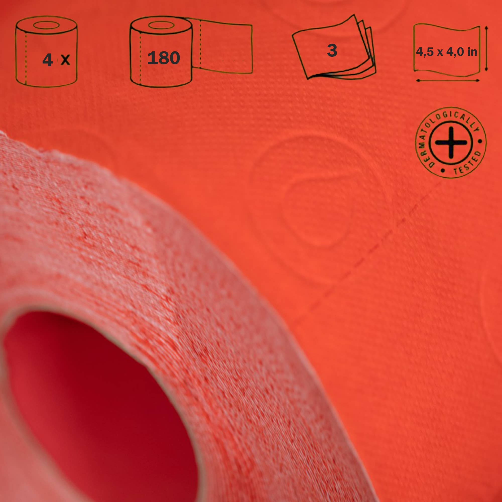 ROLL-LUX - Vente Papier toilette - 10 paquets de 4 rouleaux de papier toilette rouge 3 plis 180 feuilles2