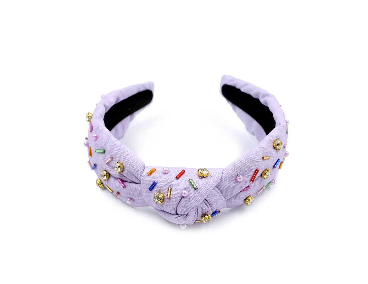The Heady Chic - Wholesale Fashion Headband - Kids - Kid and Tween Lavender Sprinkle Knotted Headband7