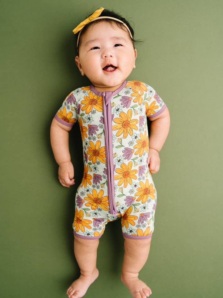 Laura Mae Floral Bamboo Short Romper for wholesale by Little One Shop