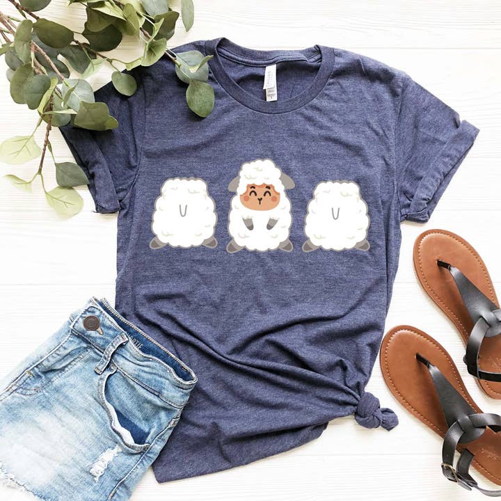 VibeClothing - Wholesale Screen Printed T-Shirt - Women's - Cute Sheep T-Shirt0
