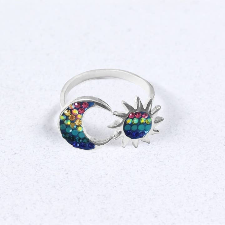 PR-8636 / BAGUE ÉCLIPSE EN CRISTAL ET ARGENT pour la vente par Mosaico Jewels