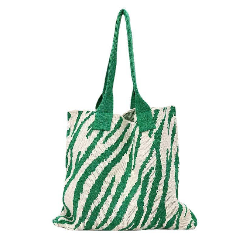 ShieldChic – Engroshandel Tote bag - Dame – Hæklet Net Taske Skuldertaske Stribet Taske7