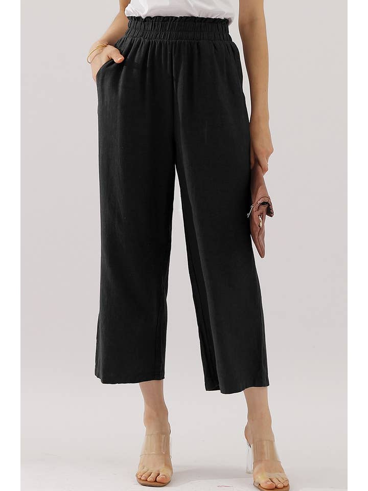 NINEXIS - Wholesale Pants - Women's - CWBLP416_EASY PULL ON LINEN CAPRIS PANTS WITH SIDE POCKET20