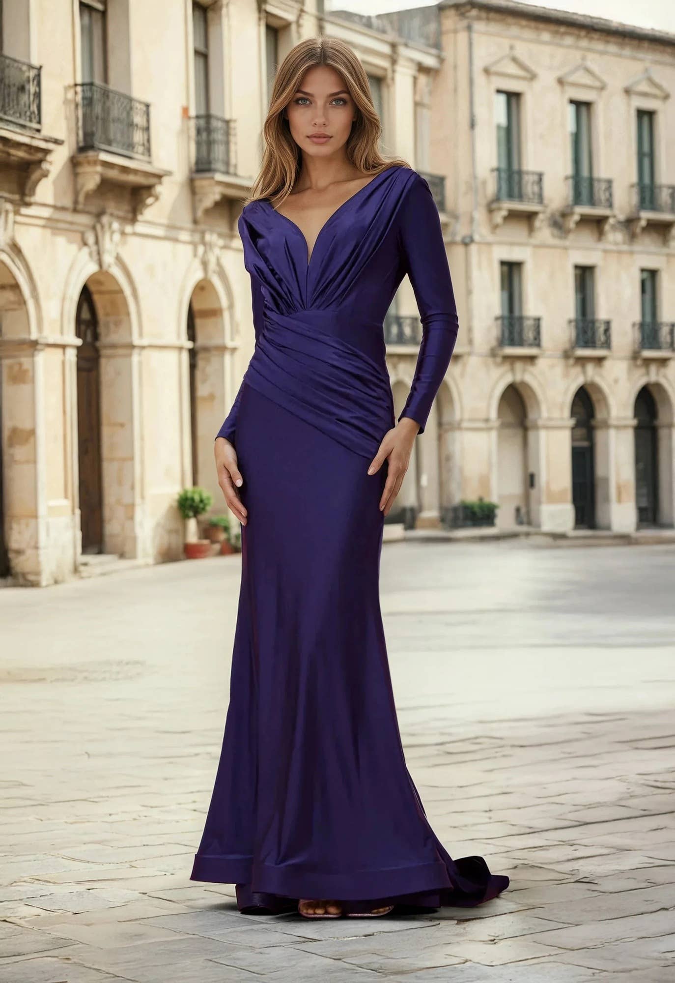 Kos Couture - Wholesale Gown - Women's - Long Sleeve Formal Evening Dress  0