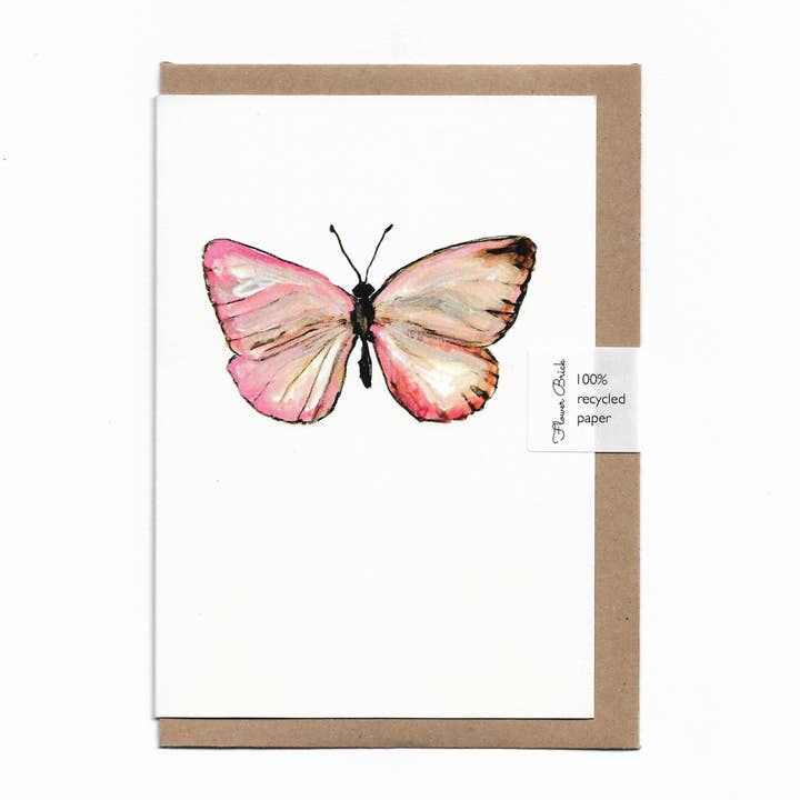 A6 100% Genbrug "Pink Butterfly" Hilsen Kort for engroshandel hos Flower Brick