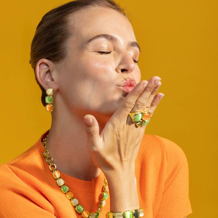 Luxenter - Wholesale Dangle Earrings - Pendientes con Ojo de Gato Multicolor acabado oro 18k - Shureo3