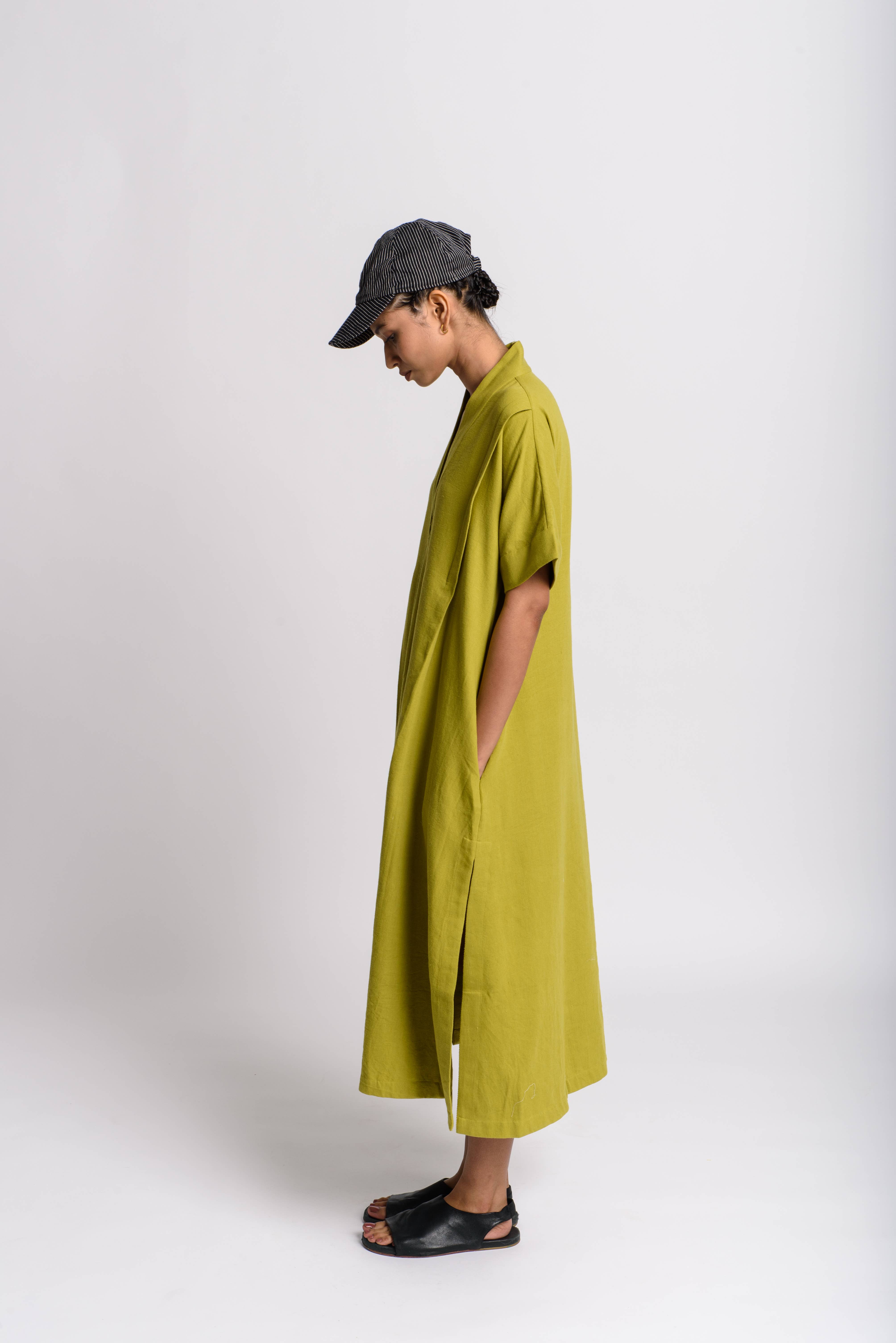 World of Crow llc – Engroshandel Tunika - Dame – Limegrøn struktureret tunika2