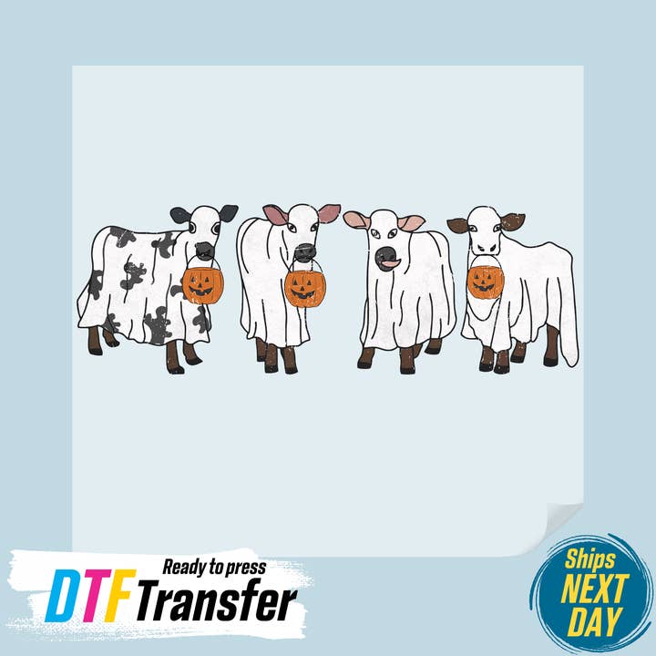 Ghost Cows Halloween DTF Transfer and other Purchase Wholesale ghost cows. Free Returns & Net 60 Terms on Faire trending on Faire.