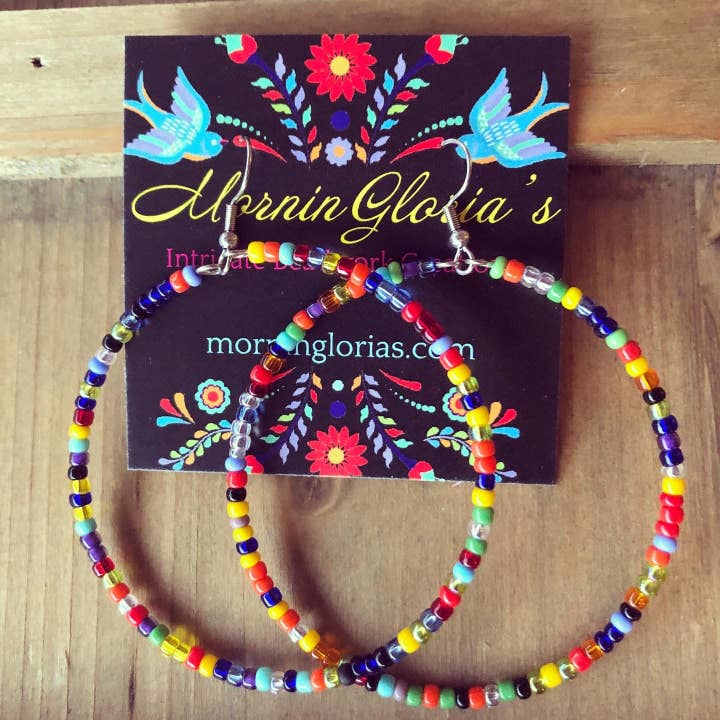 MorninGloria's - Wholesale Hoop Earrings - Large Beaded Rainbow Hoops1