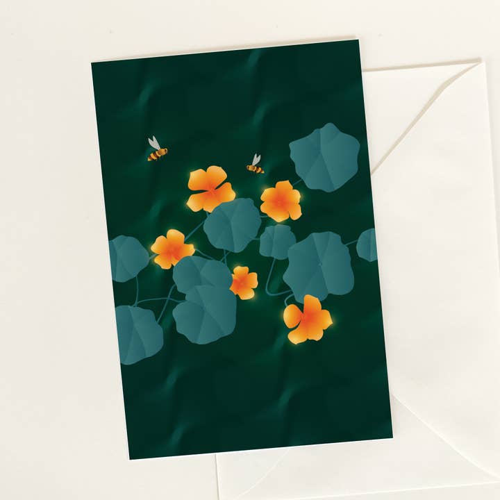 Nasturtium Gift Note & Artcard for wholesale by Gratitude Blooming