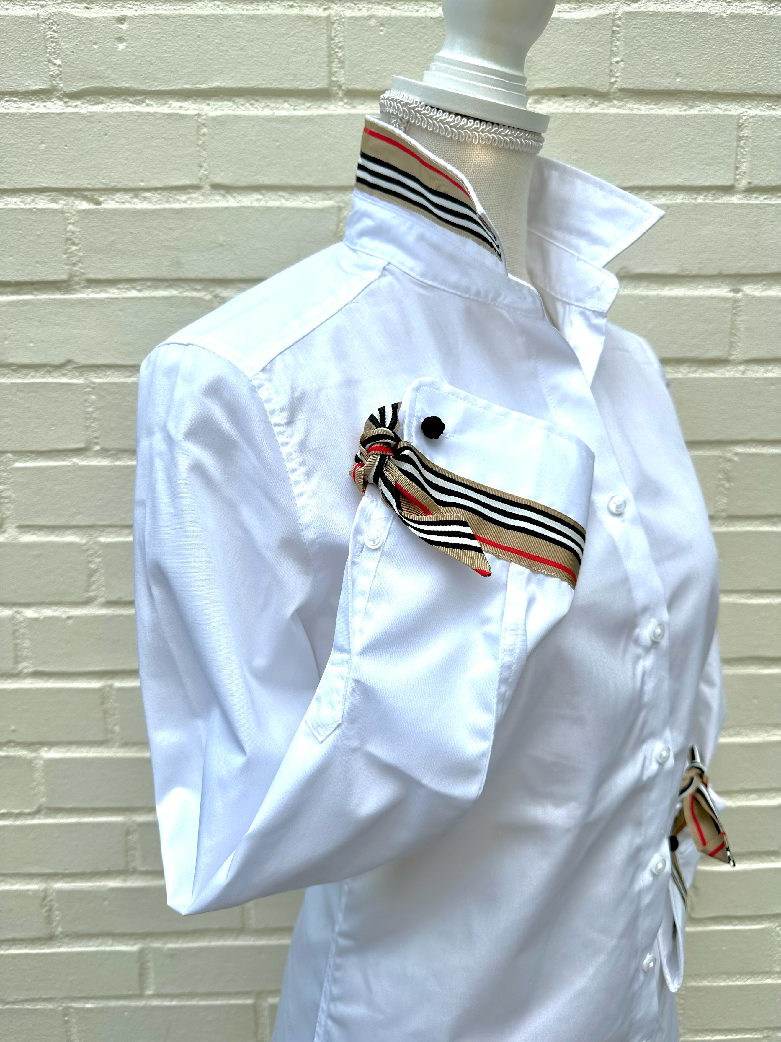 Audrey Ribbon FC - White w Khaki Stripe Ribbon for wholesale on Faire5