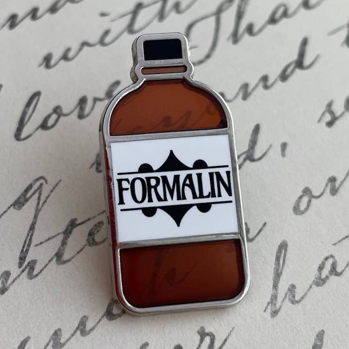 Formalin Bottle Pin for wholesale by Rad Girl Creations