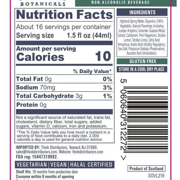 Think Distributors - Wholesale Non-Alcoholic Spirits/Wine/Beer - Pearsons Botanicals London Botanic Non-Alcoholic Gin1