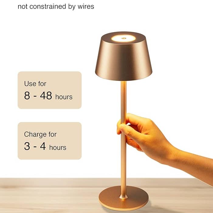 LivingTaste Home Inc - Wholesale Accent/Desk Lamp - 2-Pack Cordless 5000mAh Rechargeable LED Table Gold Lamp