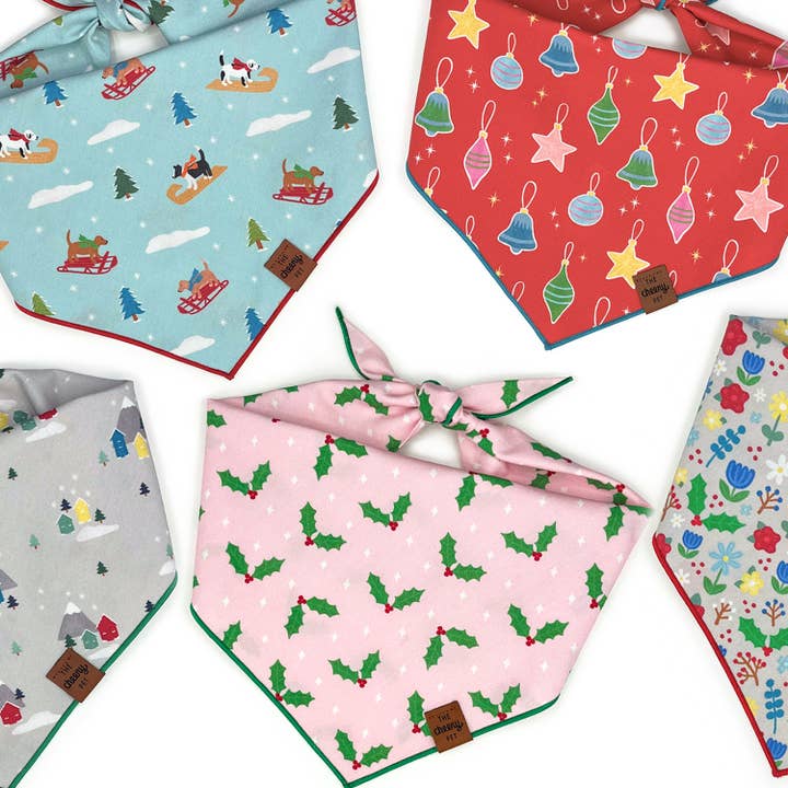 The Cheery Pet - Wholesale Pet Bandana - Dog - Holly Pet Bandana - Pink