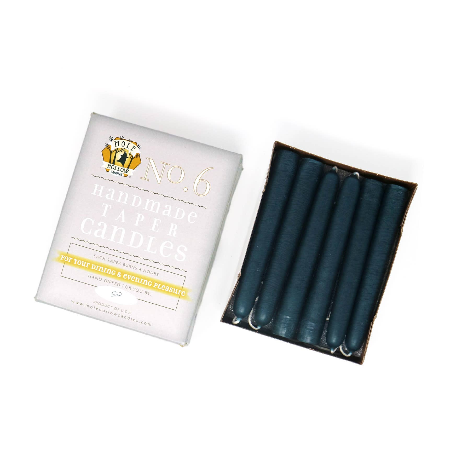 Mole Hollow Candles - Wholesale Tapered Candle/Candlestick - 6" Hand Dipped Unscented Taper Candles - 39 Colors USA Made31