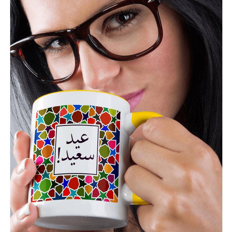 3dRose - Wholesale Coffee Mug - 3dRose, Eid Saeed in Arabic - Colorful Stars Happy Eid Said - Muslim holiday, Mug1