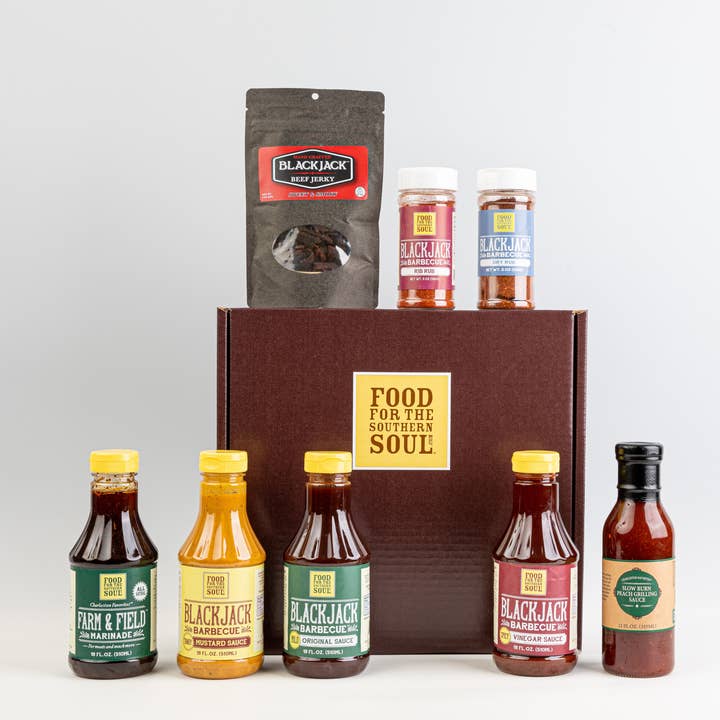 Charleston Favorites, Food For The Southern Soul, BlackJack – wholesale BBQ sauce – Pitmaster Deluxe Gift Box