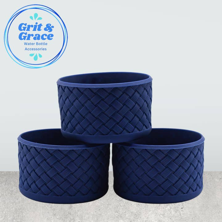 Korbmuster navyblauer Stiefel für den Großhandel von Grit & Grace Water Bottle Accessories