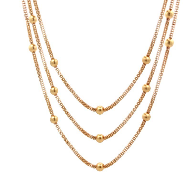 AMORINO SRL – Engroshandel Led/kæde halskæde – LANG KÆDE MED TRE RÆKKER OG KUGLER2